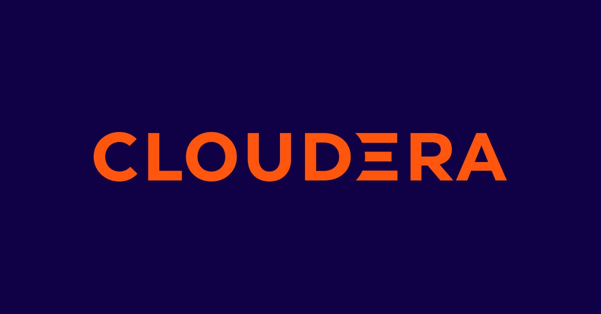 Cloudera logo on a dark blue background