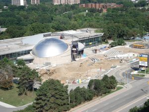 Exterior of the Ontario Science Centre building in east Toronto
