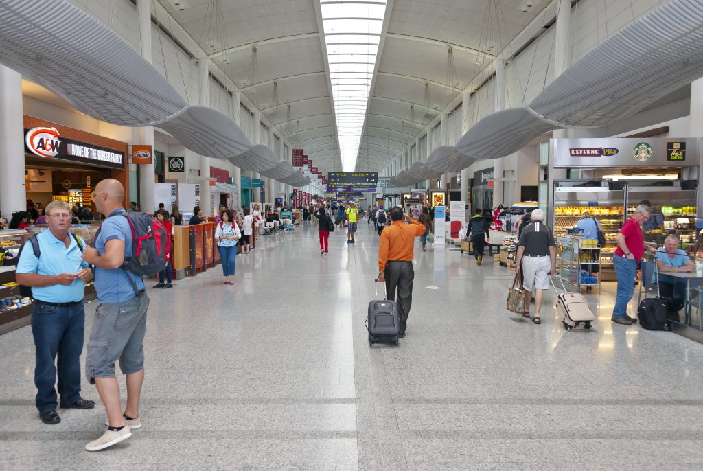 The departures hall inside Terminal 1 at Toronto Pearson International Airport