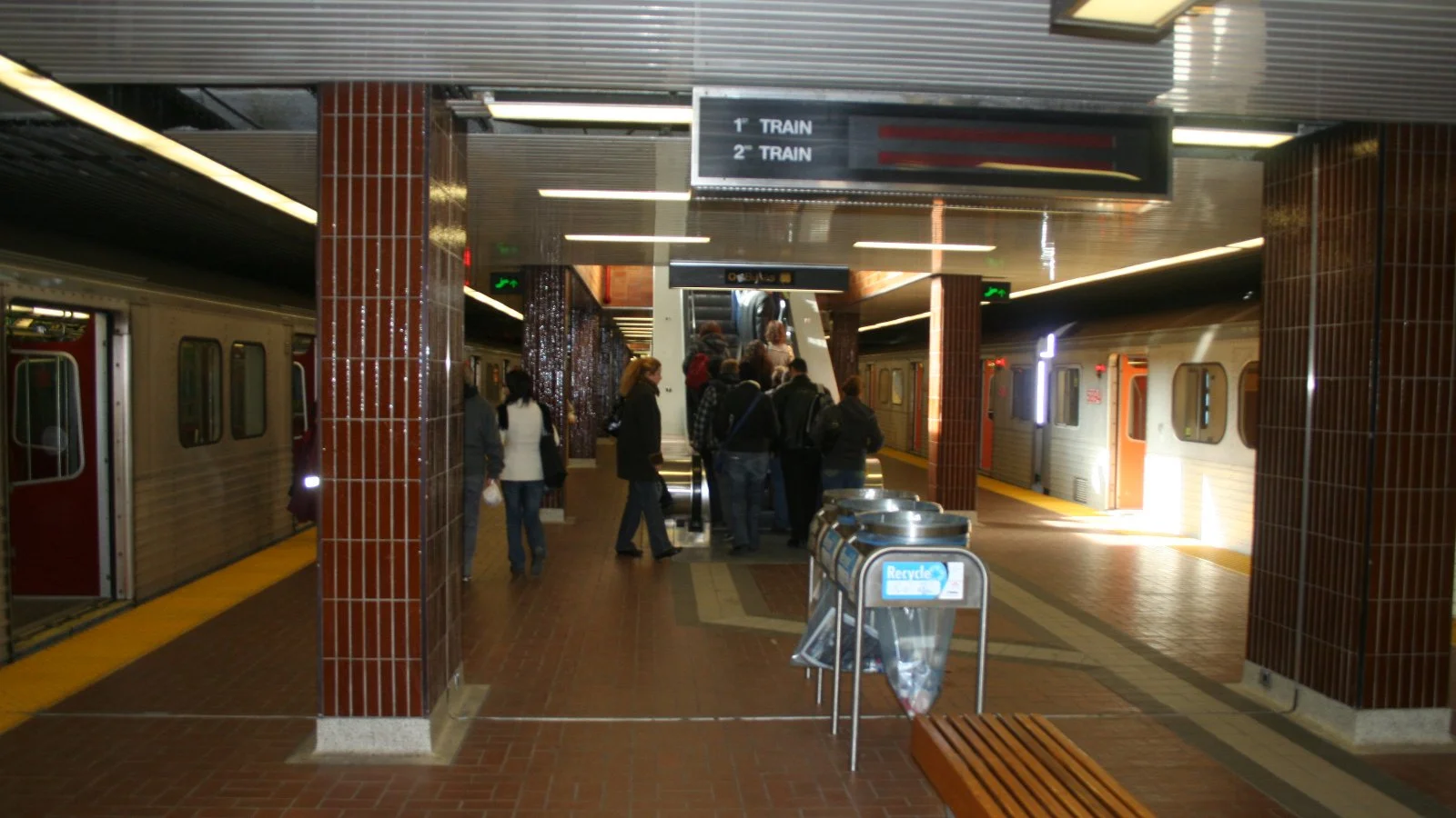Trains at a TTC subway station platform